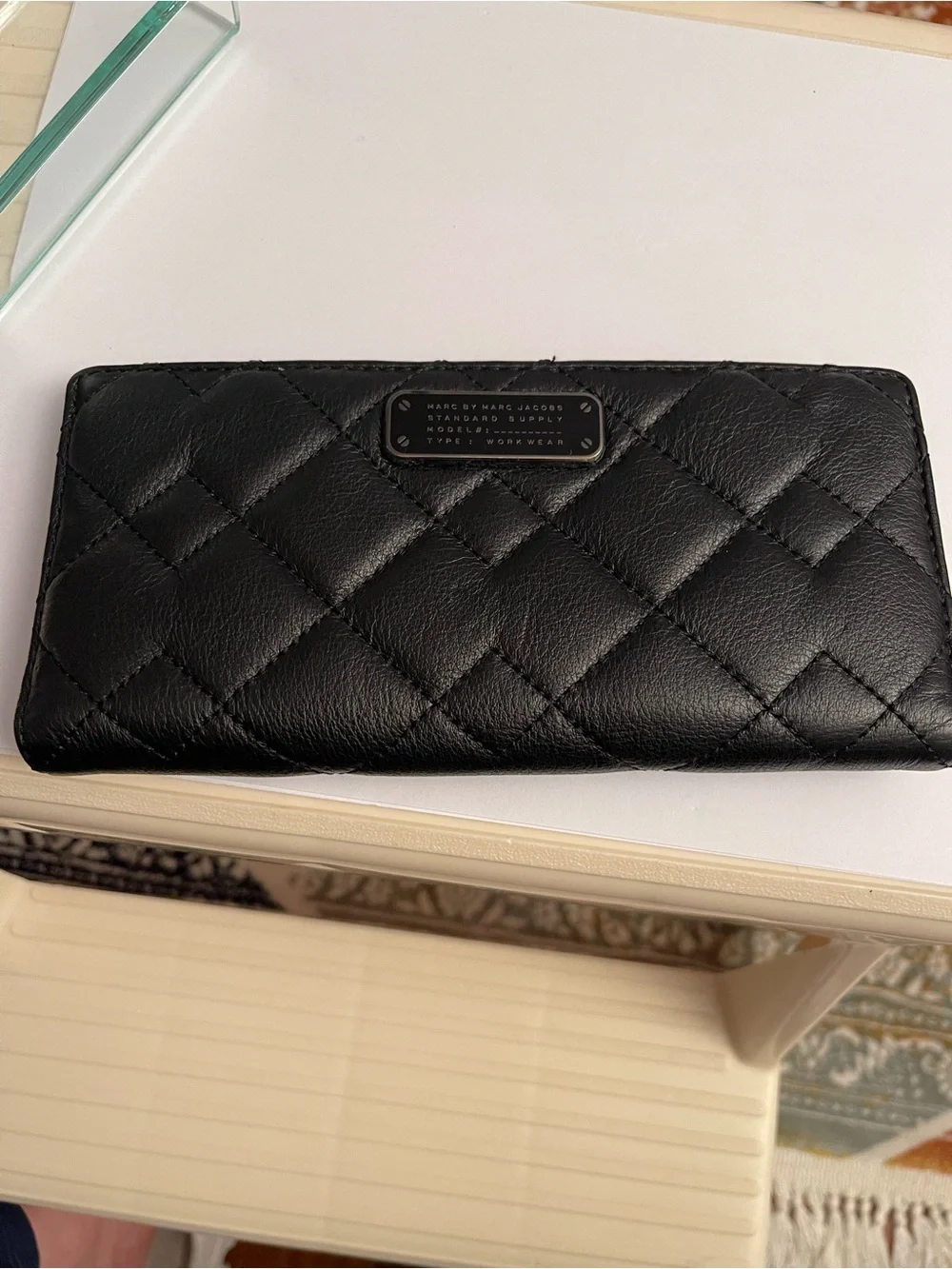 Marc by Marc Jacobs Black Quilted Leather Zip Wallet